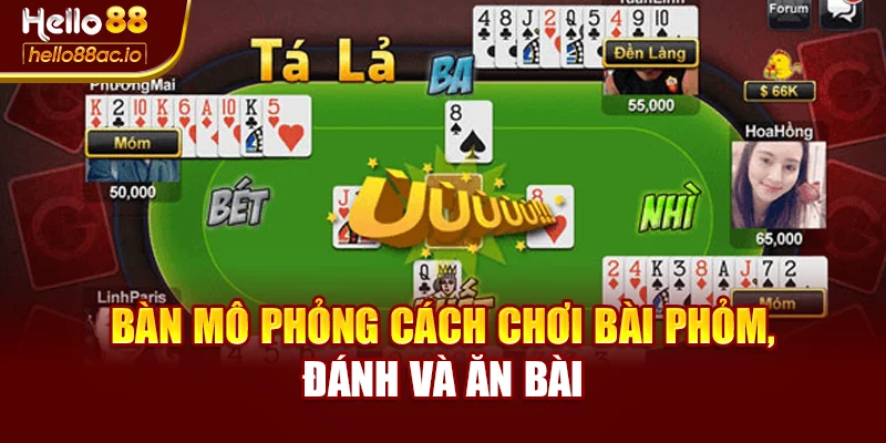 Bàn mô phỏng cách chơi bài phỏm, đánh và ăn bài