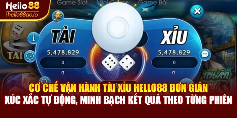 Cơ chế vận hành Tài xỉu Hello88 đơn giản – xúc xắc tự động, minh bạch kết quả theo từng phiên